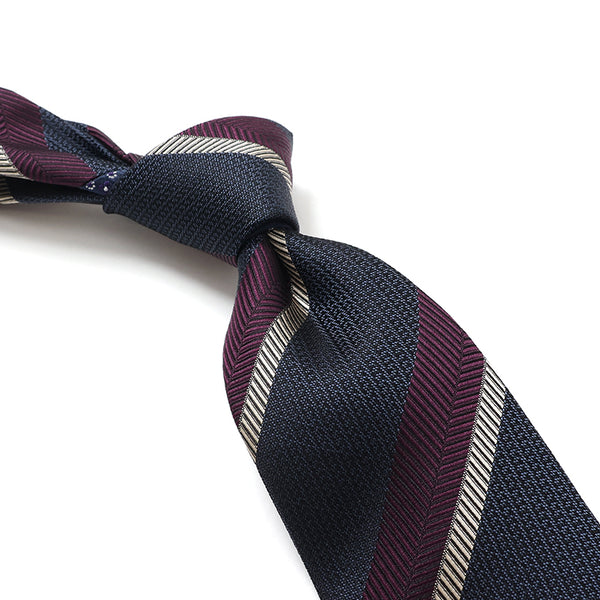 FRANCO BASSI】ダブルストライプクレリックネクタイ【Made in Italy