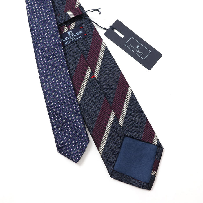 FRANCO BASSI】ダブルストライプクレリックネクタイ【Made in Italy