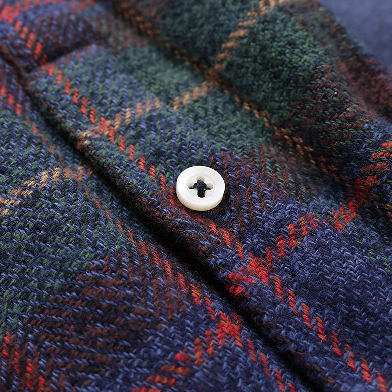 ブラッシュドチェック無地ギミックシャツ【Made in Japan】