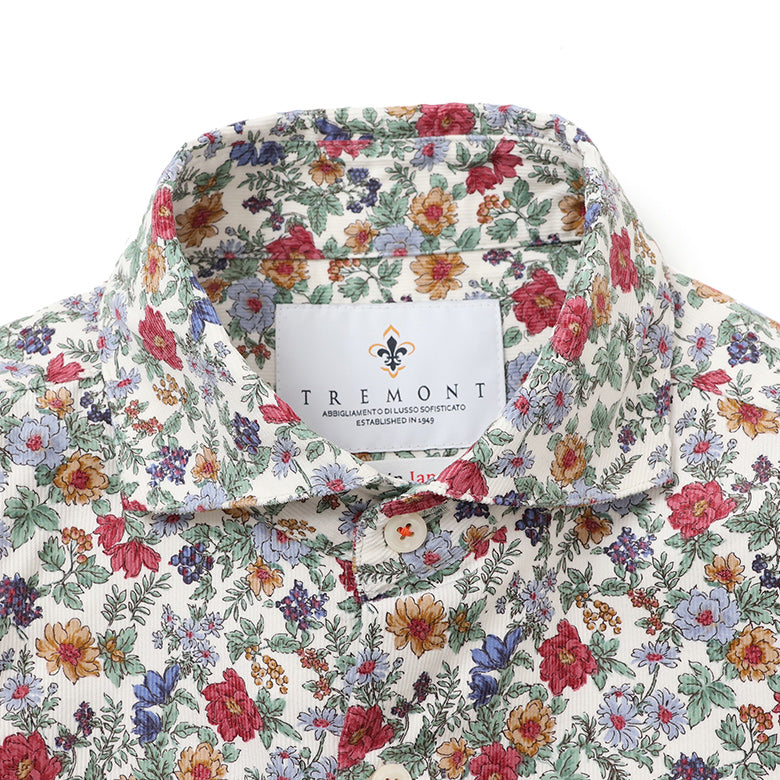 コーデュロイフラワープリントシャツ【Made in Japan】