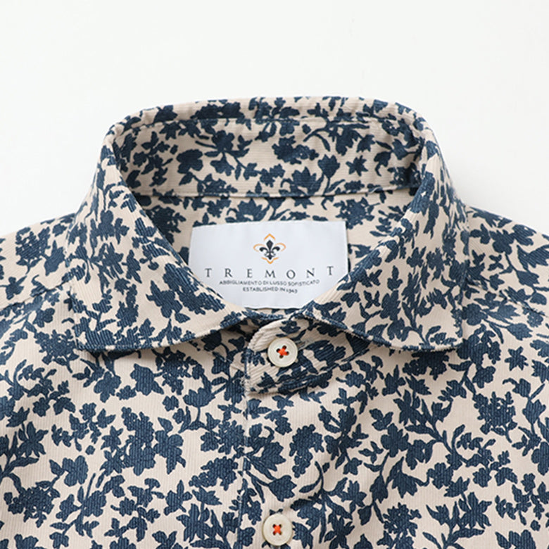 コーデュロイフラワープリントシャツ【Made in Japan】