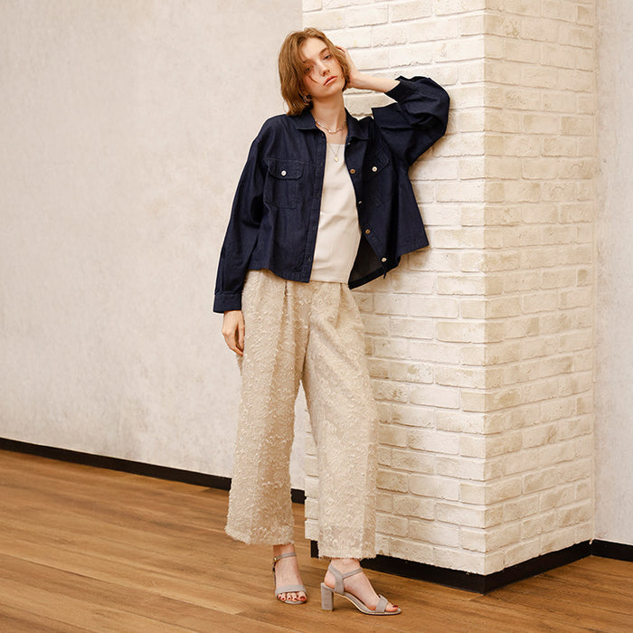 カットジャガードワイドパンツ – Mitsumine Online Shop