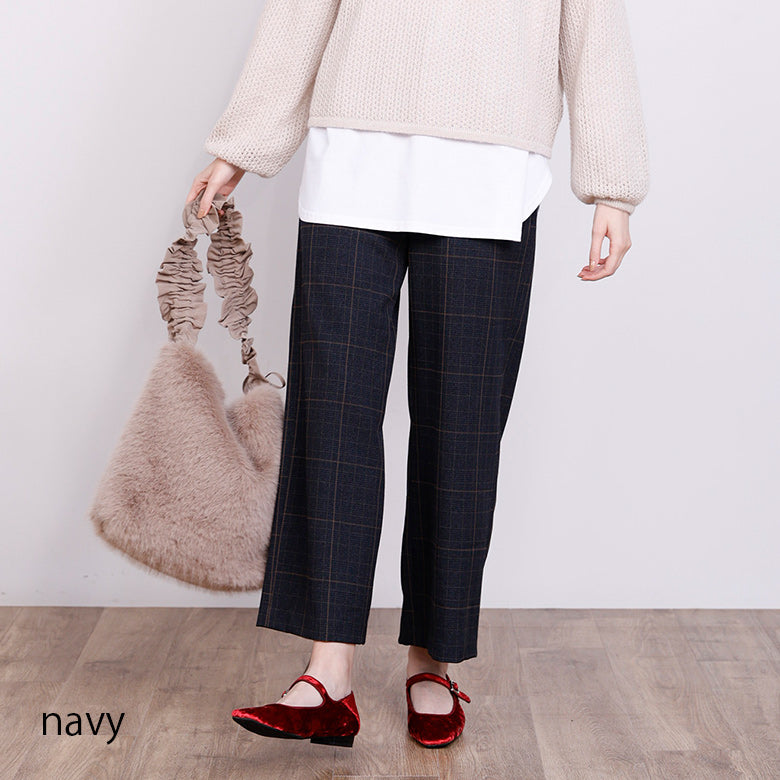 グレンチェックワイドパンツ