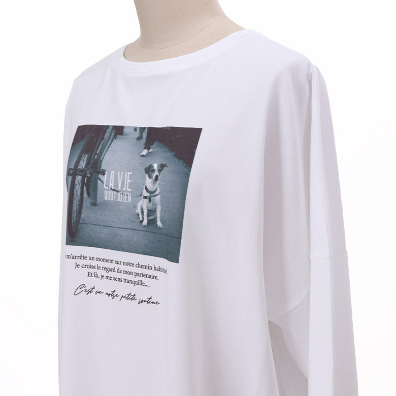 犬プリント2WAYロングTシャツ