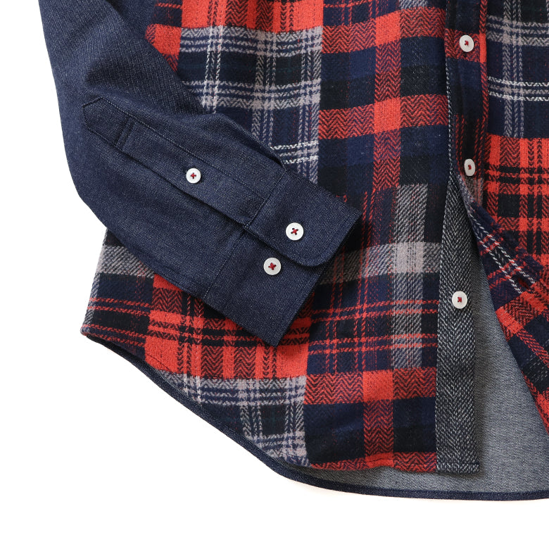 フロントパッチワークツイードシャツ【Made in Japan】