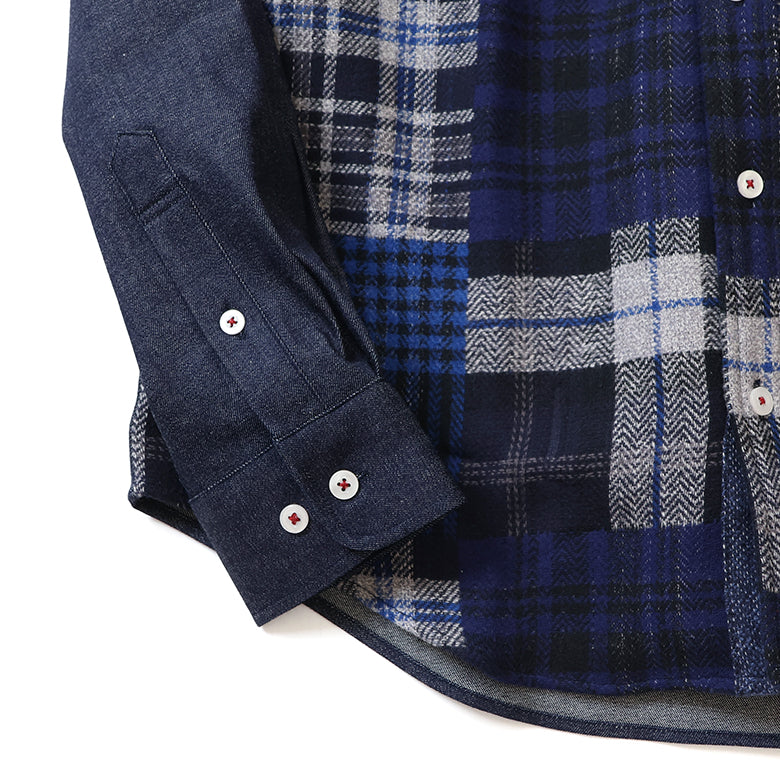 フロントパッチワークツイードシャツ【Made in Japan】