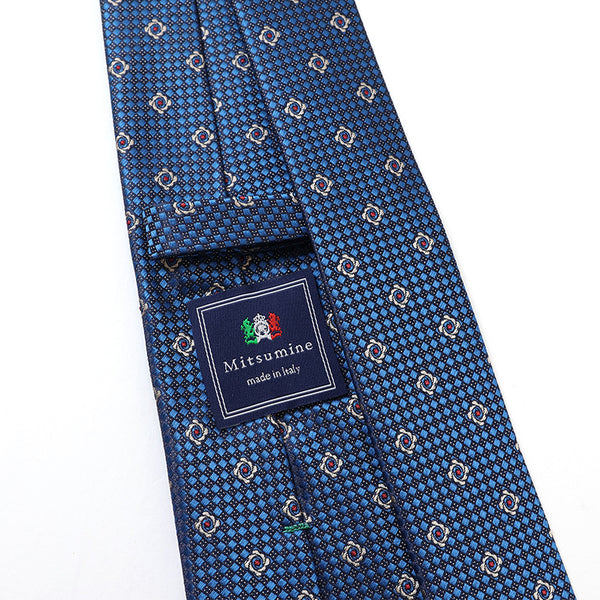 ブロックチェック×フラワー小紋ネクタイ【Made in Italy】