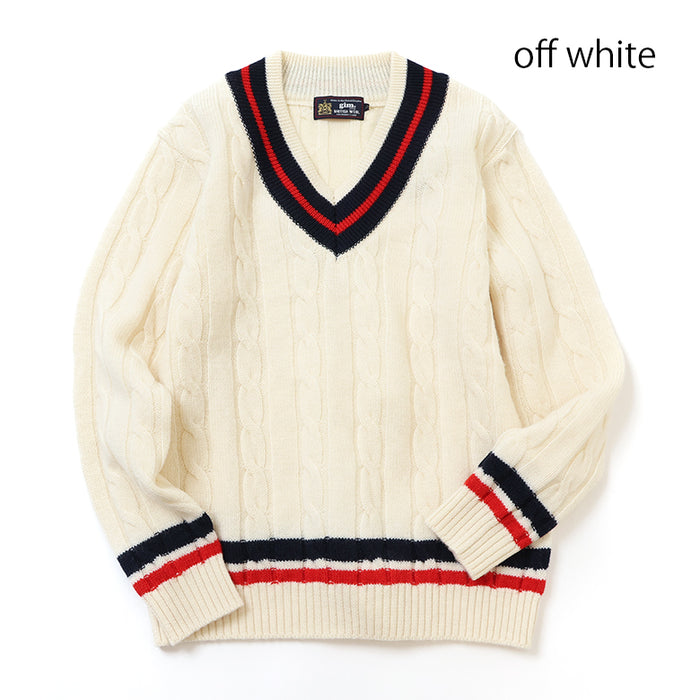 【エディットオブキゥイ】チルデンセーター　ゴルフ　ロゴ刺繍　オフホワイト　M エディットオブキゥイ】チルデンセーターゴルフロゴ刺繍オフホワイトM