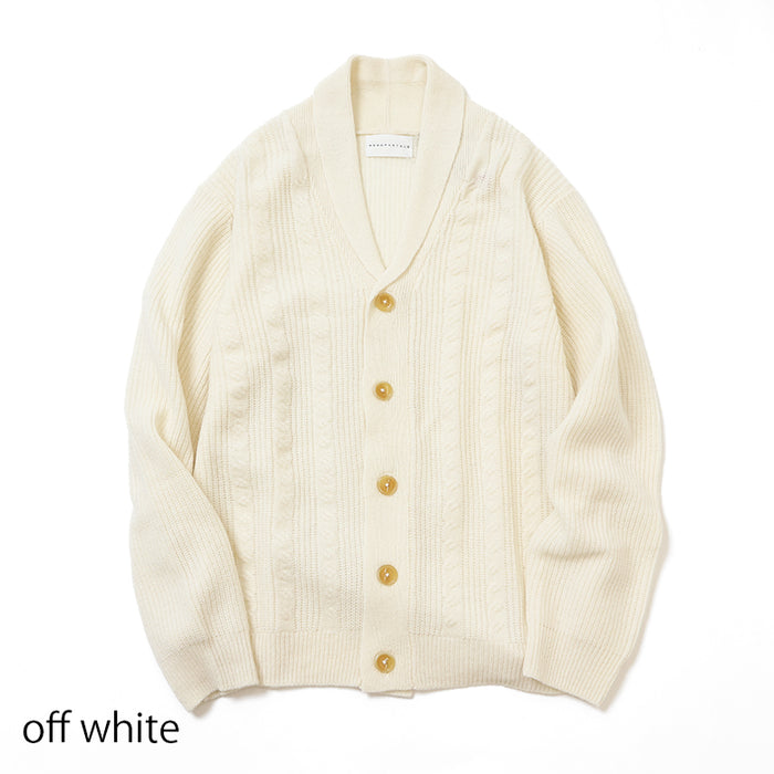 【新品】ARGUE ケーブル ニット カーディガン キナリ　オフホワイト ケーブルニット カーディガン ―2WAY―