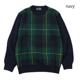 gim 8G英国羊毛チェッククルーニット【Made in Japan】