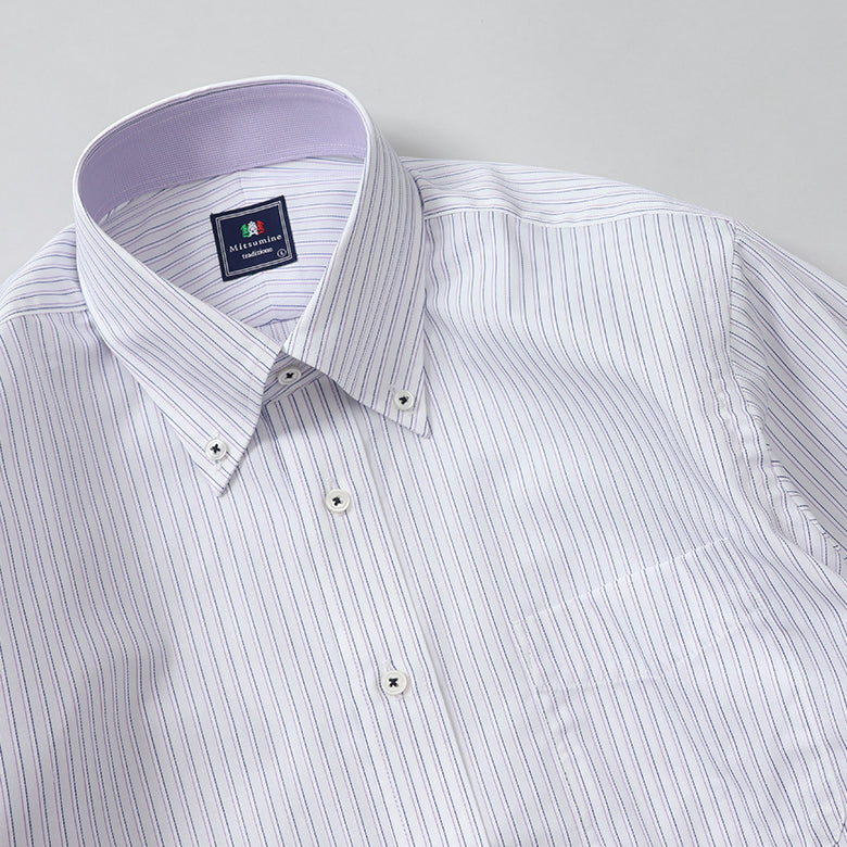 ストライプボタンダウン衿裏別布シャツ【Made in Japan】