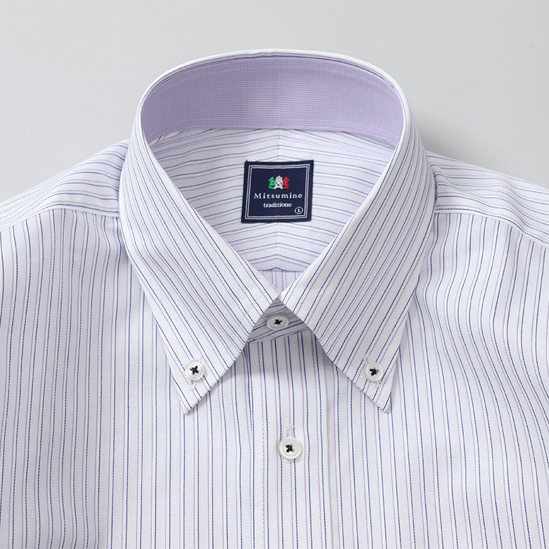 ストライプボタンダウン衿裏別布シャツ【Made in Japan】