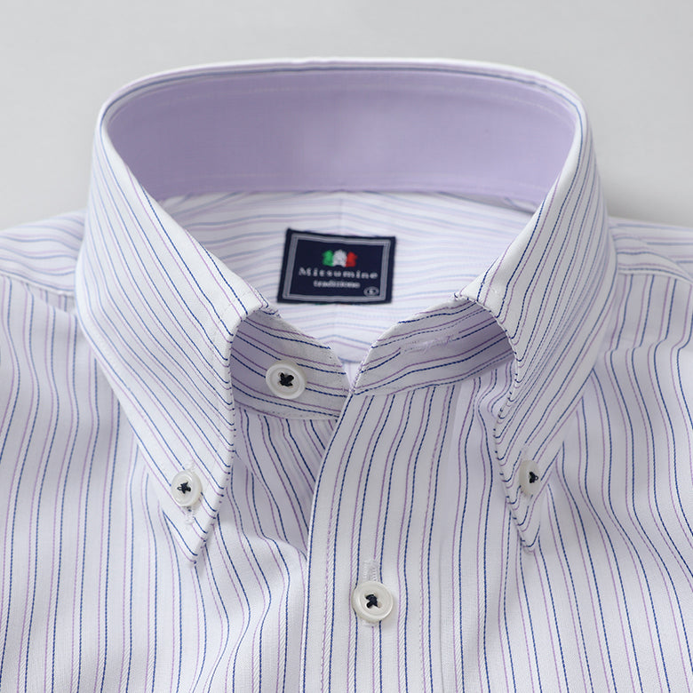 ストライプボタンダウン衿裏別布シャツ【Made in Japan】