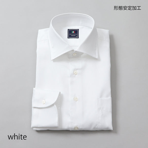 織りストライプセミワイドシャツ【Made in Japan】