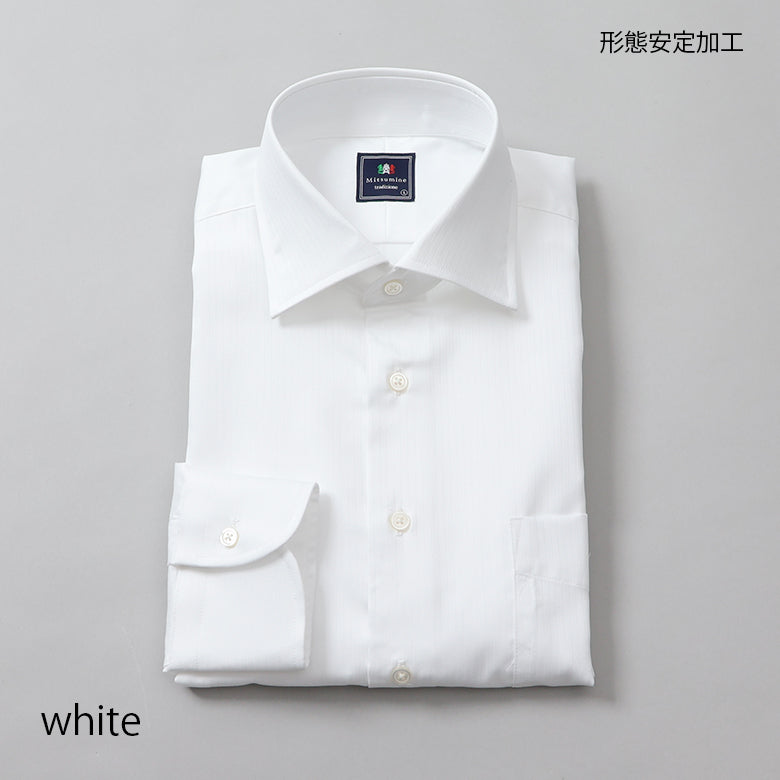 織りストライプセミワイドシャツ【Made in Japan】