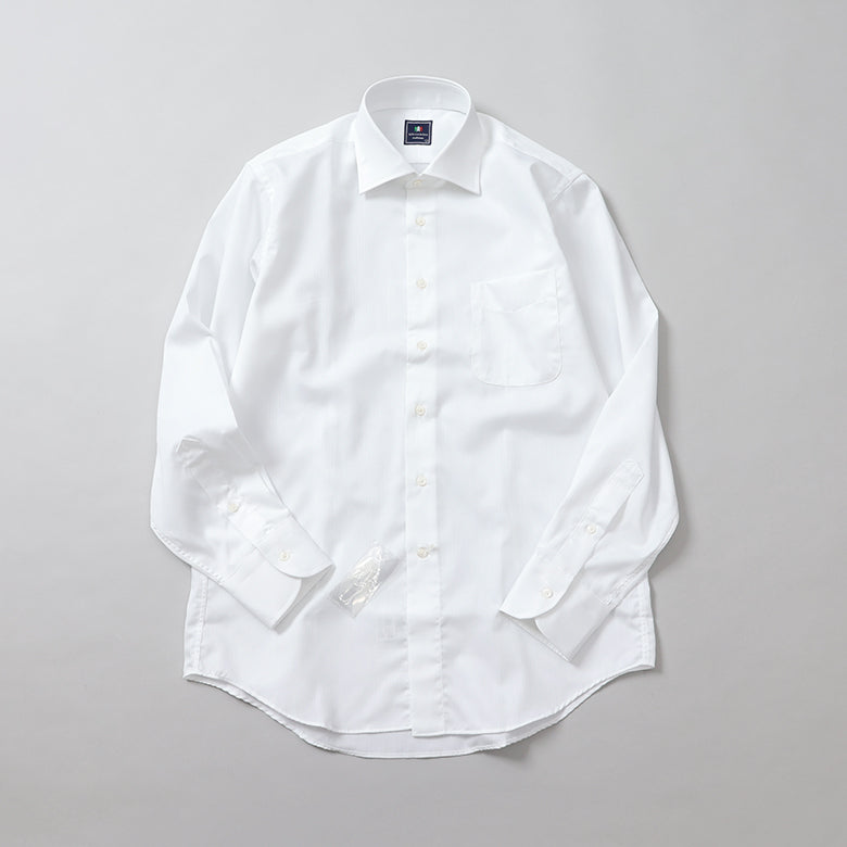 織りストライプセミワイドシャツ【Made in Japan】