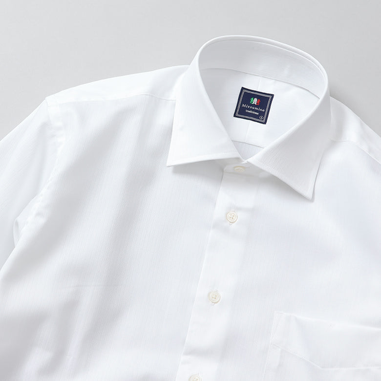 織りストライプセミワイドシャツ【Made in Japan】