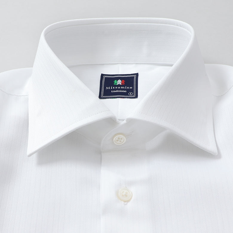 織りストライプセミワイドシャツ【Made in Japan】