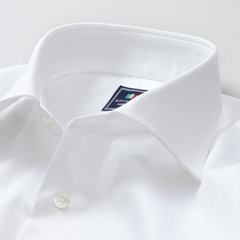 織りストライプセミワイドシャツ【Made in Japan】