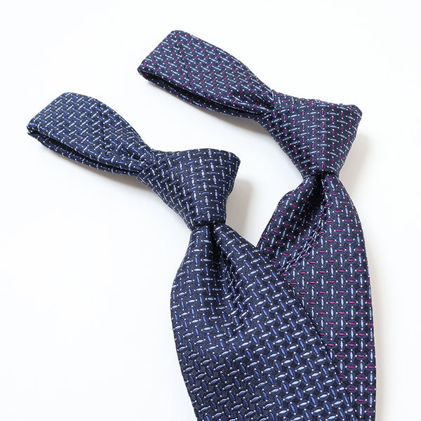 カラーステッチ小紋×ドットネクタイ【Made in Italy】