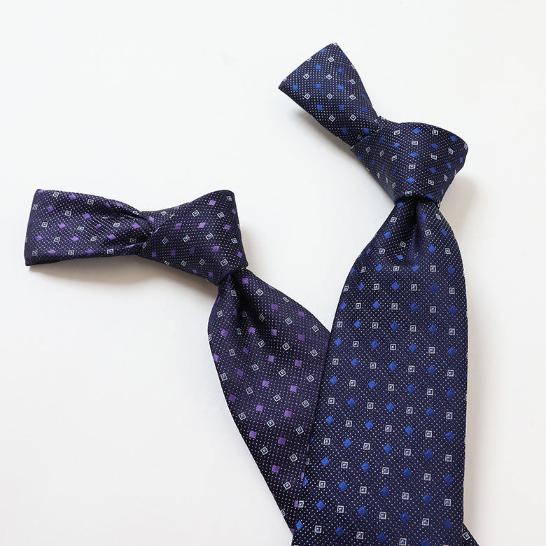 ミニスクエア小紋×ドットネクタイ【Made in Italy】