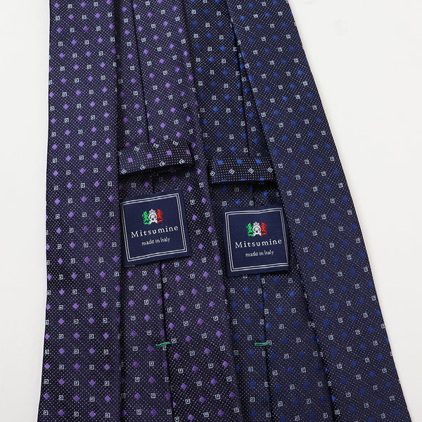 ミニスクエア小紋×ドットネクタイ【Made in Italy】