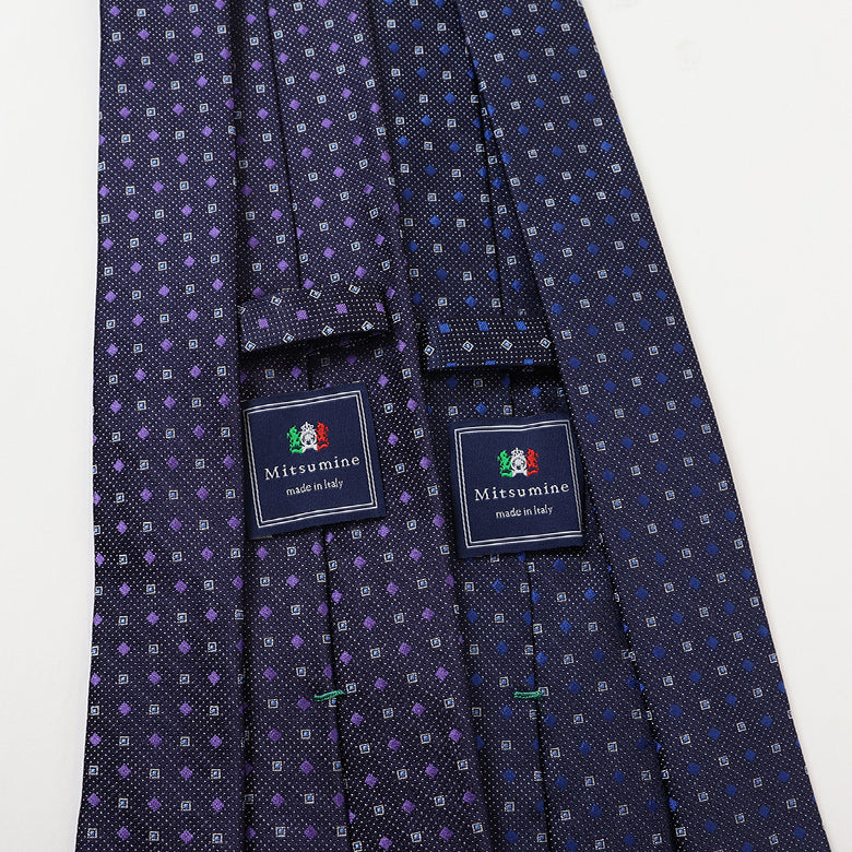 ミニスクエア小紋×ドットネクタイ【Made in Italy】