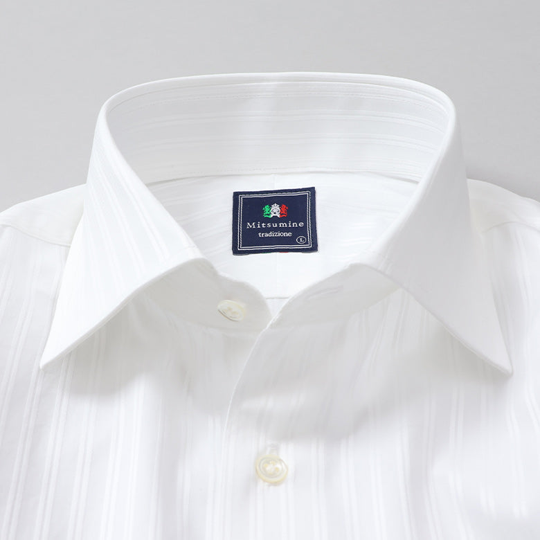 100双織ストライプセミワイドシャツ【Made in Japan】