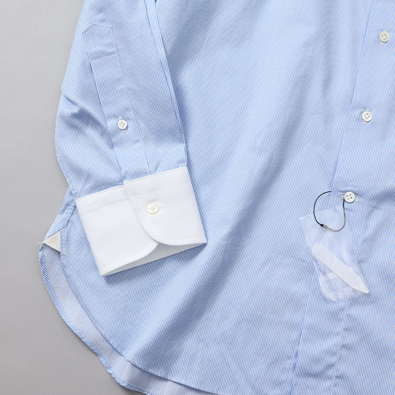 100双織ストライプセミワイドクレリックシャツ【Made in Japan】