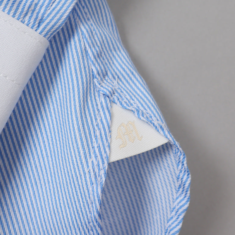 100双織ストライプセミワイドクレリックシャツ【Made in Japan】