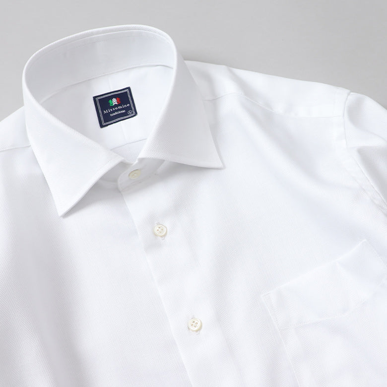 ヘリンボーンセミワイドシャツ【Made in Japan】