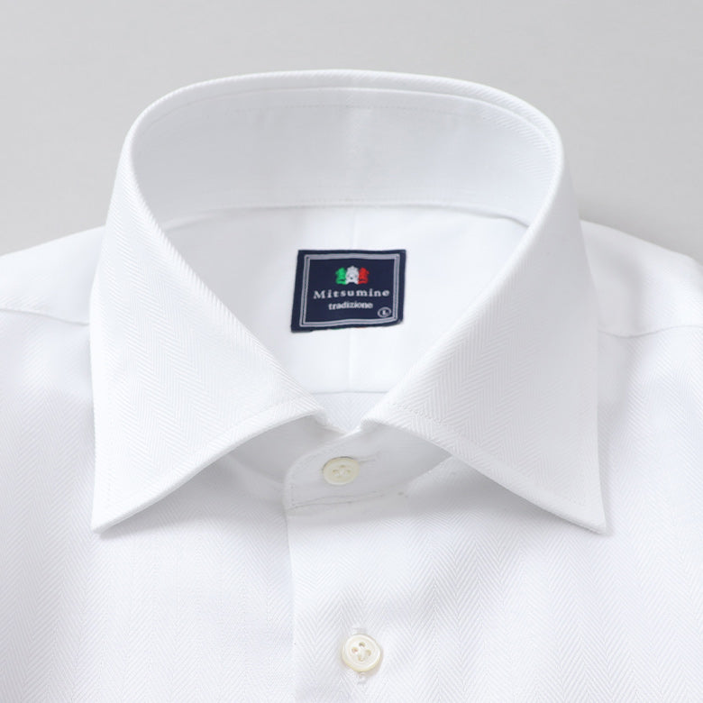 ヘリンボーンセミワイドシャツ【Made in Japan】