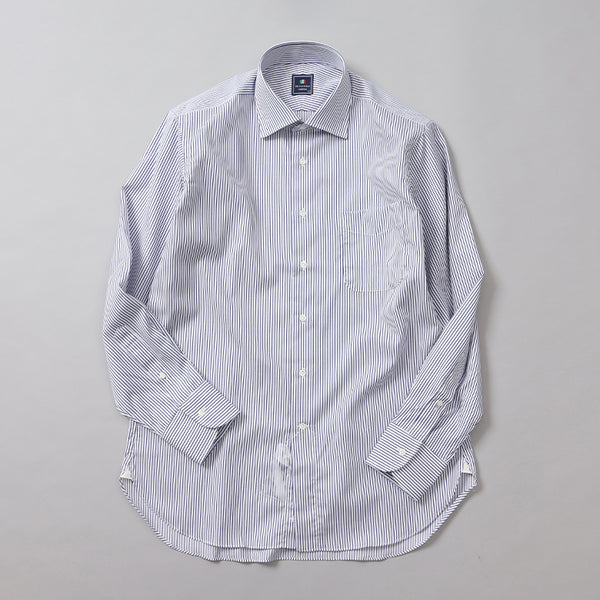 カラー織りストライプセミワイドシャツ【Made in Japan】