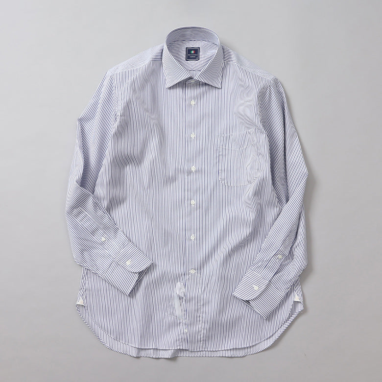 カラー織りストライプセミワイドシャツ【Made in Japan】