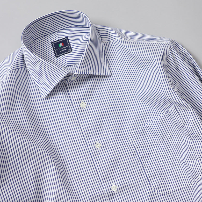 カラー織りストライプセミワイドシャツ【Made in Japan】