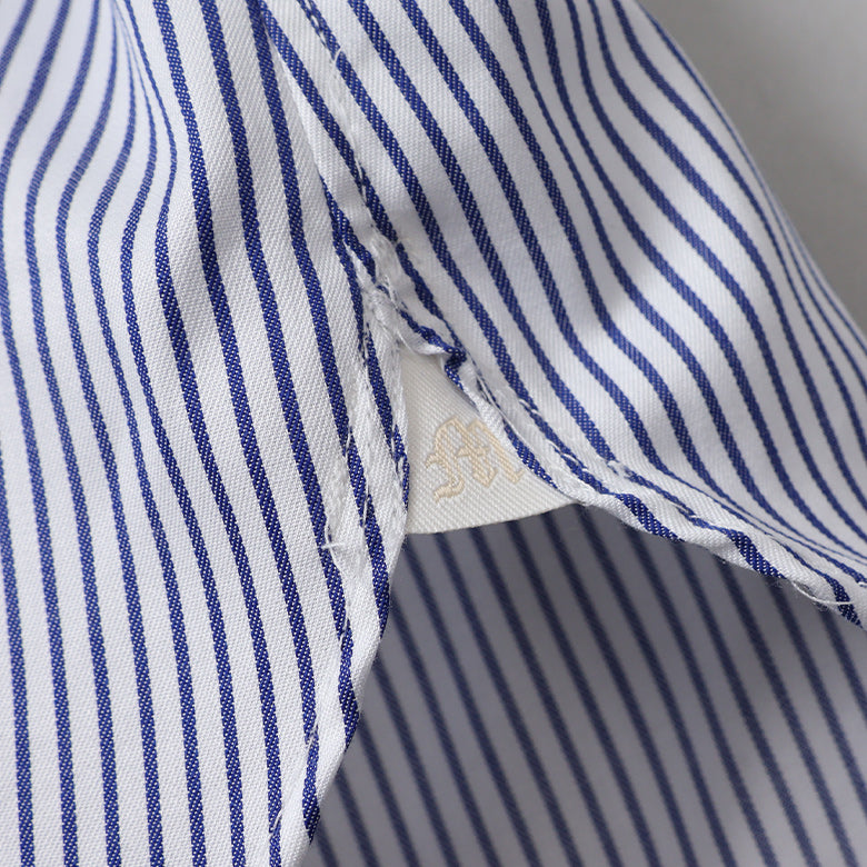 カラー織りストライプセミワイドシャツ【Made in Japan】