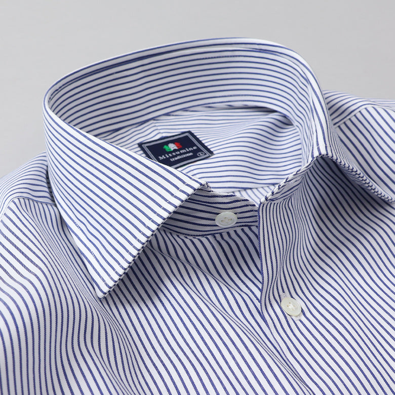 カラー織りストライプセミワイドシャツ【Made in Japan】