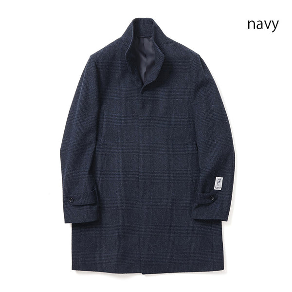 尾州ツィードチェックスタンドカラーコート【Made in Japan】