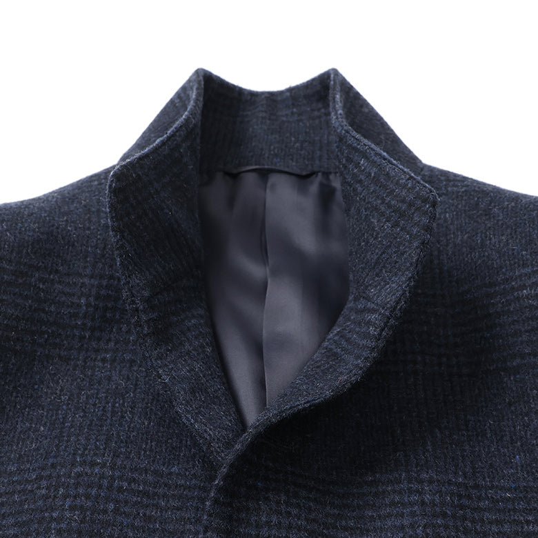 尾州ツィードチェックスタンドカラーコート【Made in Japan】