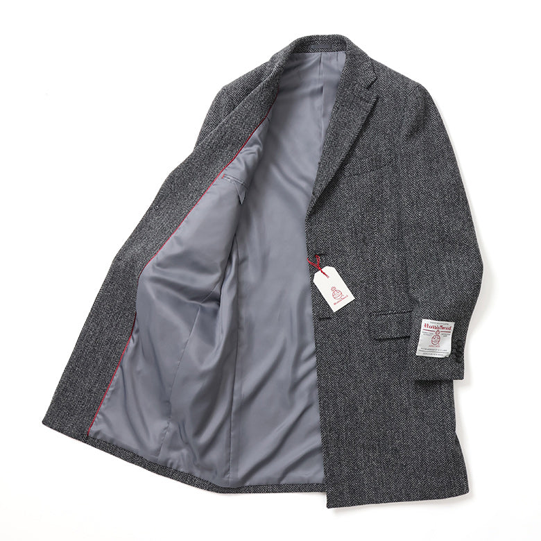 ハリスツィードヘリンボーンチェスターコート【Made in Japan】