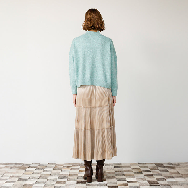 スパンコールラメハイネックニット