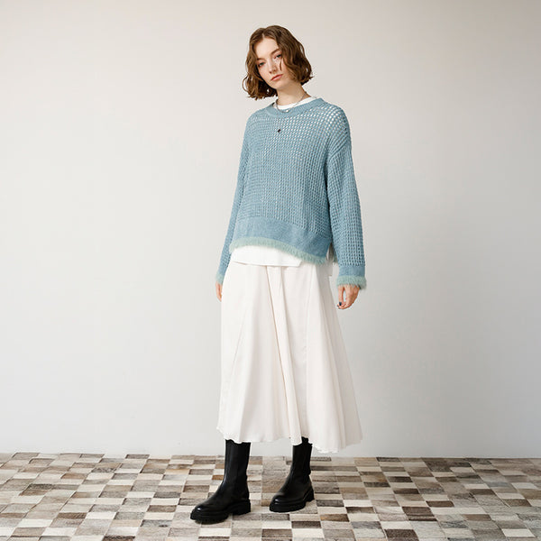 ベロアメッシュ×シャギーニット