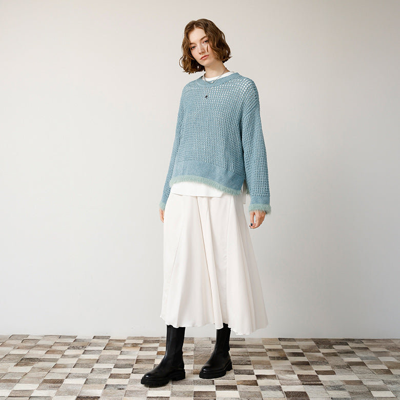 ベロアメッシュ×シャギーニット