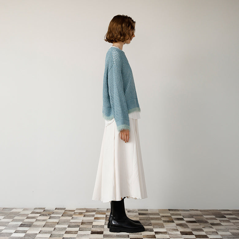 ベロアメッシュ×シャギーニット