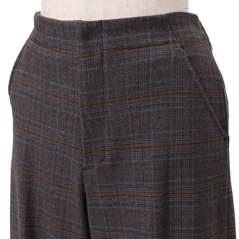 グレンチェック起毛ワイドパンツ