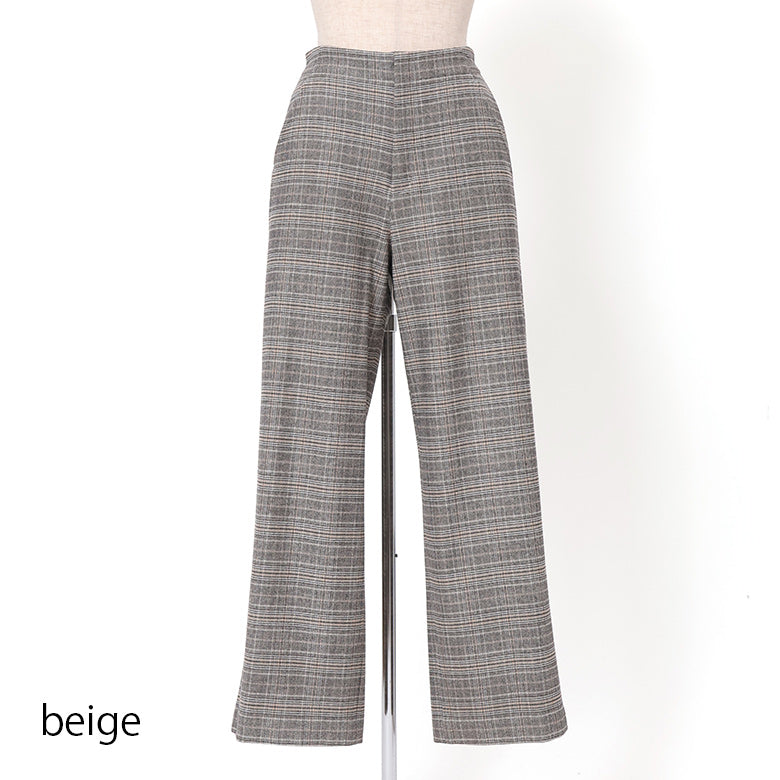 グレンチェック起毛ワイドパンツ