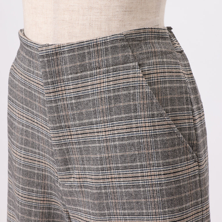 グレンチェック起毛ワイドパンツ