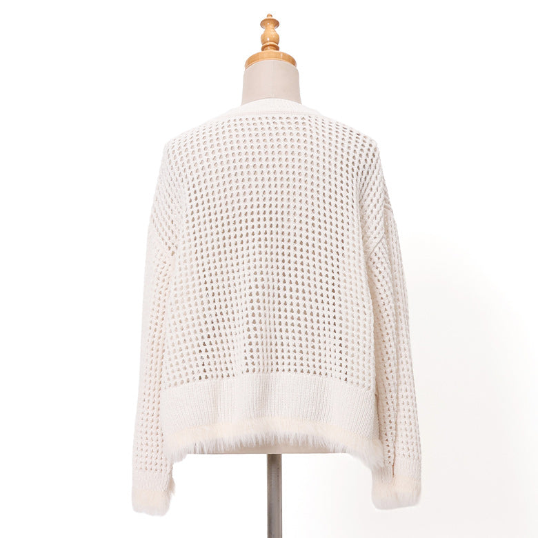 ベロアメッシュ×シャギーニット