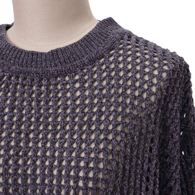 ベロアメッシュ×シャギーニット