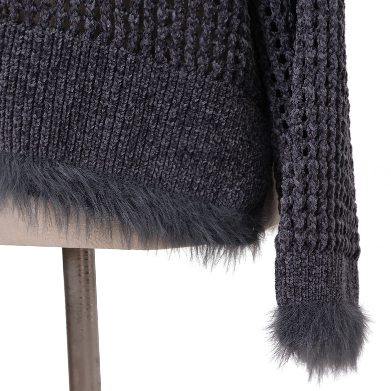 ベロアメッシュ×シャギーニット